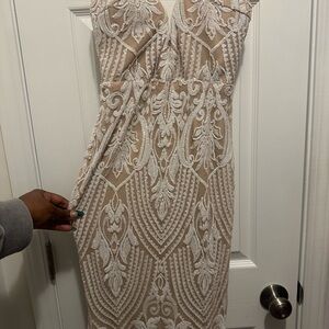 Elegant Beige Lace Dress
